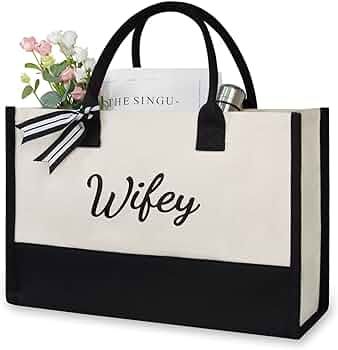 TOPDesign Canvas Tote Wifey Bag, Bride Gifts for Wedding, Bridal Shower, Bachelorette Party, Enga... | Amazon (US)