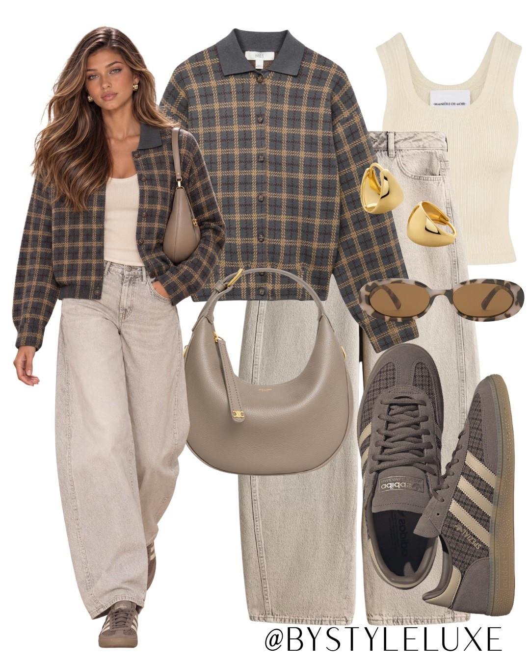 BARREL JEANS - The most shopped H&M jeans in this gorg greige colour, so nice with taupe and neutral tones. It’s only £24.99 with so many amazing reviews online! Styled here with this on trend check cardigan and @adidas Spezial

#jeans #trainers #autumnoutfit

#LTKautumn #LTKjeans #LTKshoes