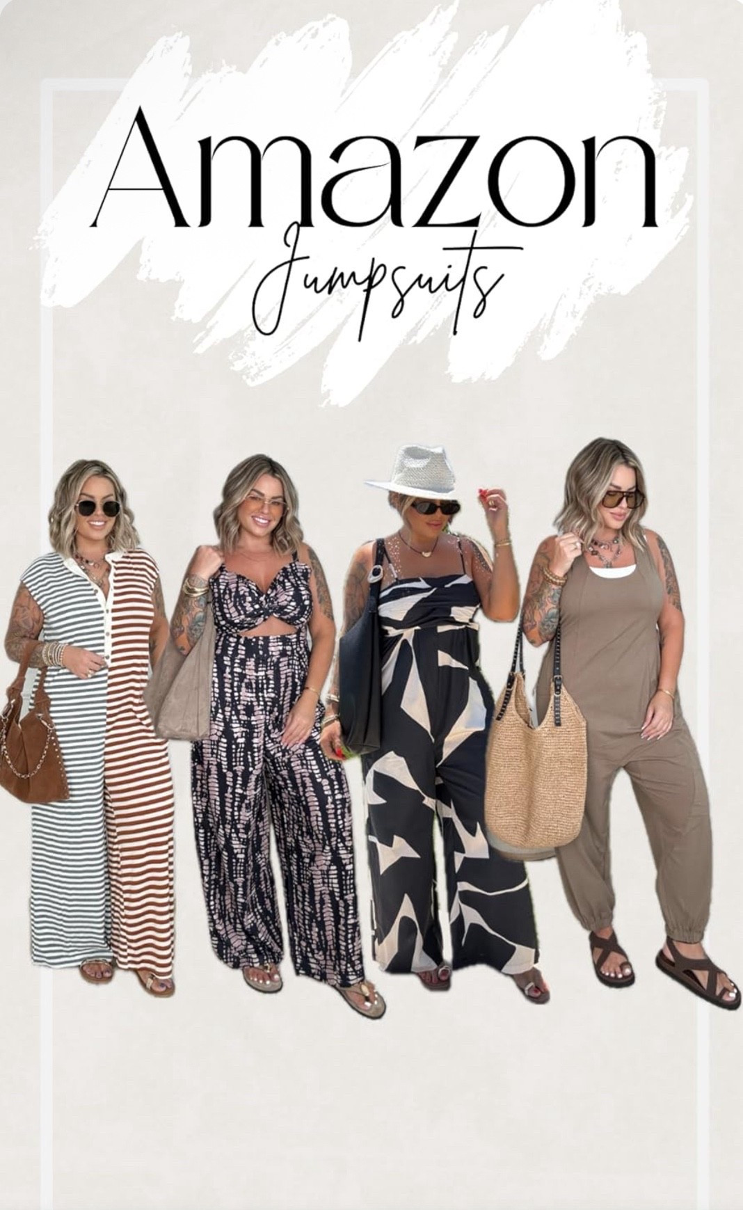 left jumpsuit L, middle 2 jumpsuits XL, right L , hat is old no link, no bag links


#amazonfashion #jumpsuitstyle #amazonfinds #midsizestyle #effortlessstyle #casualchic #ootdinspo #styleinspo #amazonstyle #everydayoutfits #springstyle #summerstyle #comfystyle #ltkstyle #easyoutfits