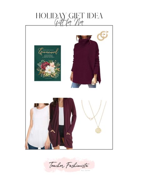 Perfect gift set for your mom, MIL, SIL, Grandma, sister, or friend: sweater or cardigan, necklace, and a book. Add a candle or slippers for a cozy feel, too!

#LTKGiftGuide #LTKHoliday #LTKunder100