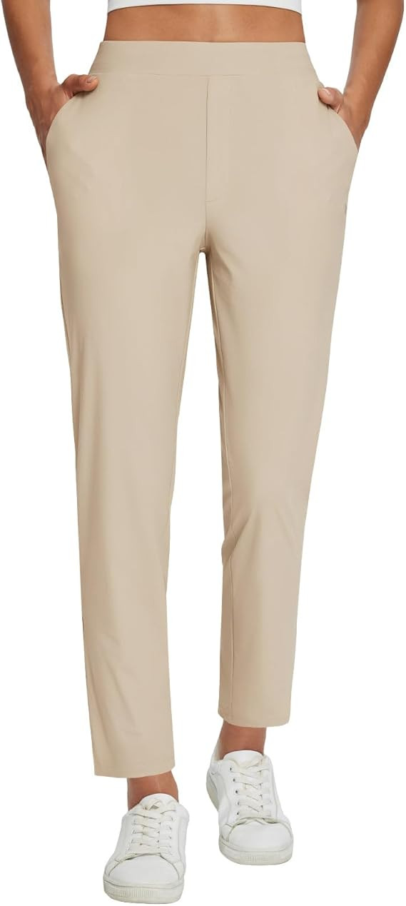 baleaf Womens Travel Pants Lightweight Stretch with Zipper Pockets Petite Ankle Dressy Golf Work ... | Amazon (US)