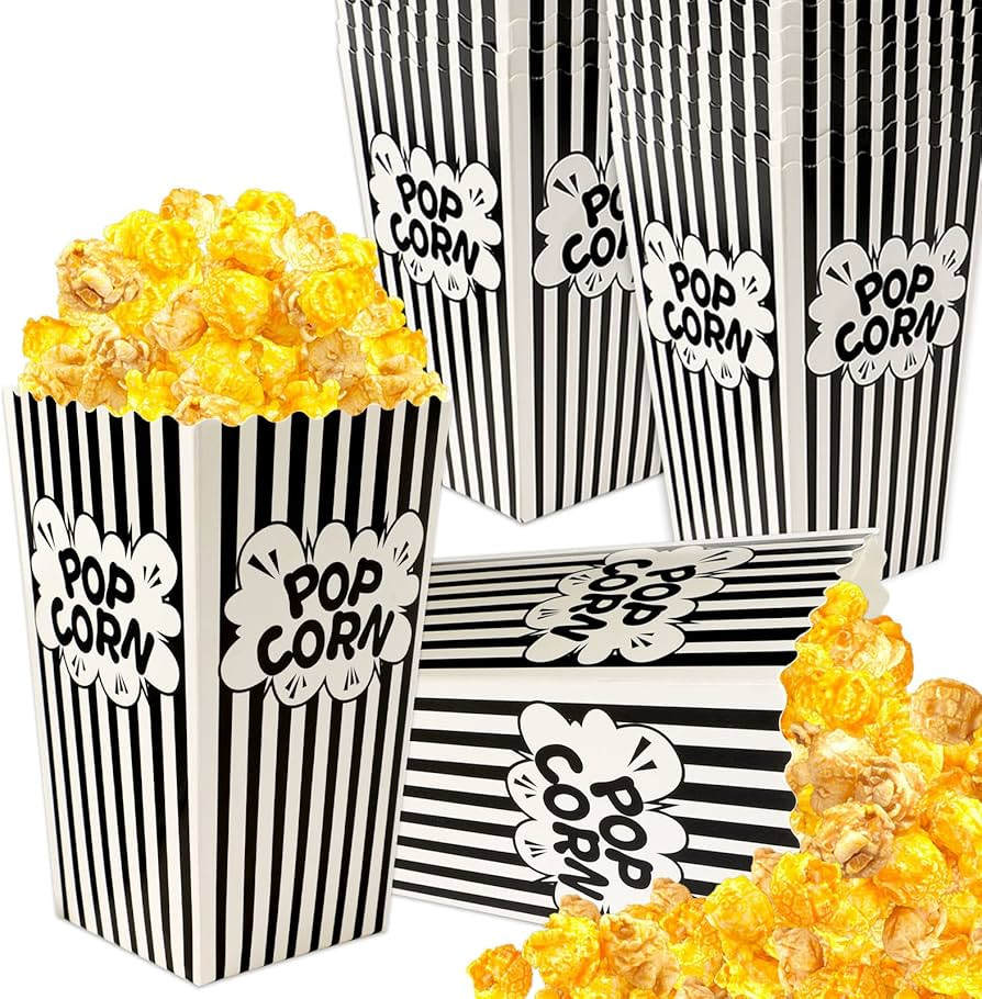 DECYOOL Mini Paper Popcorn Bags, Small Popcorn Bags Black and White Movie Night Popcorn Boxes for... | Amazon (US)