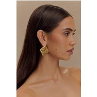 Indira Twisted Square Earrings - Gold I MESHKI I Size One Size | MESHKI US