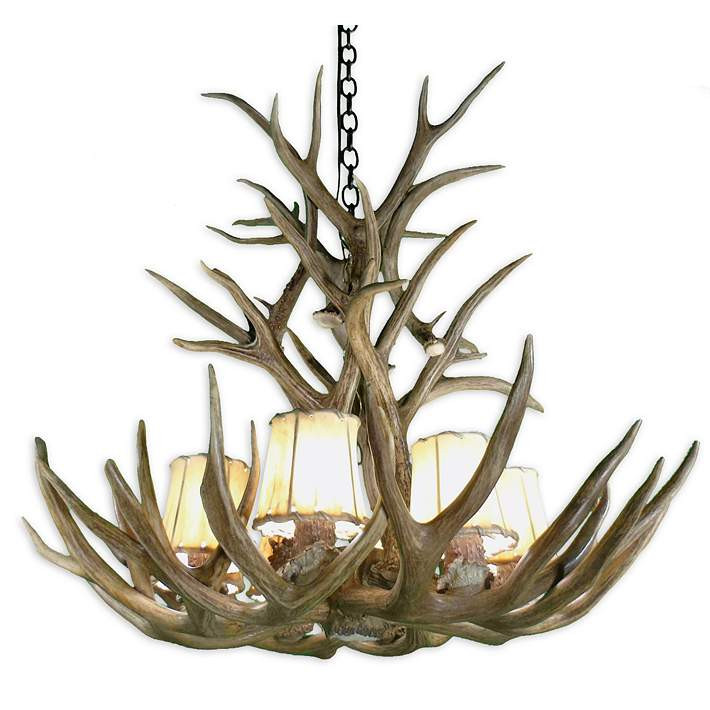 Real Antler 29" Natural Brown Handcrafted 9-Light Rustic Chandelier - #91X30 | Lamps Plus | Lamps Plus