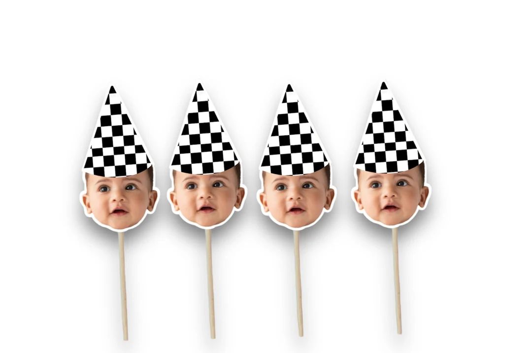 Racing Toppers Cupcake Toppers Photo Head Two Fast Cupcake Toppers Fast One Birthday Theme - Etsy | Etsy (US)