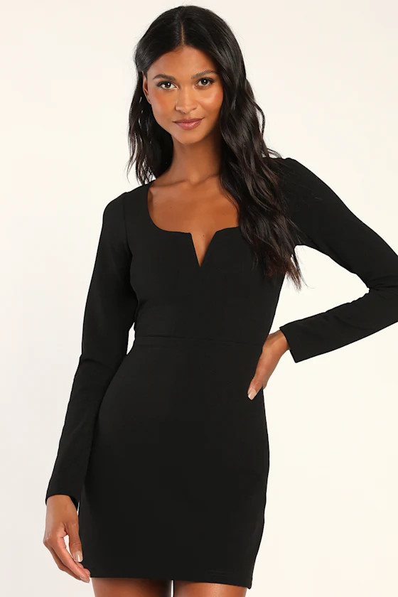 Irresistible Aura Black Backless Long Sleeve Bodycon Mini Dress | Lulus (US)