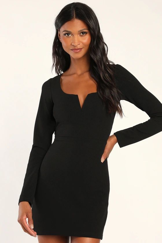 Irresistible Aura Black Backless Long Sleeve Bodycon Mini Dress | Lulus (US)