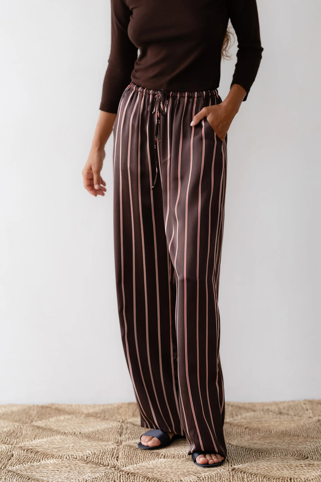 The Silk Pinstripe Drawstring Pant | DONNI.