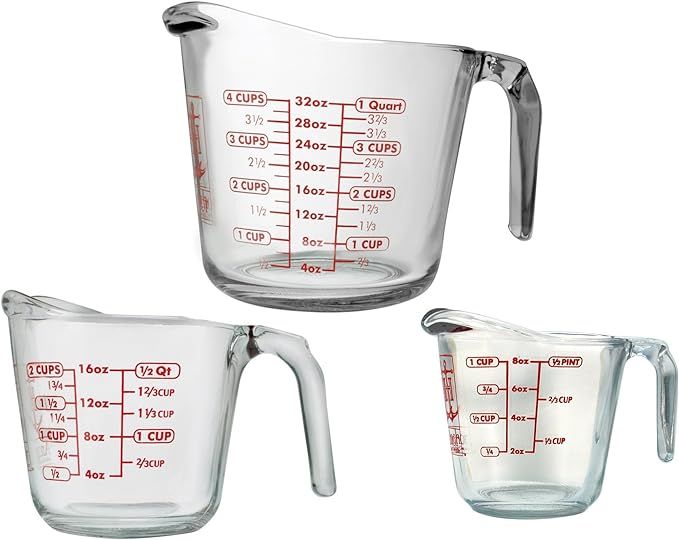 Anchor Hocking 92032ECOM Anchor 77940 3-Piece Measuring Cup Set, Set of 3, Clear | Amazon (US)
