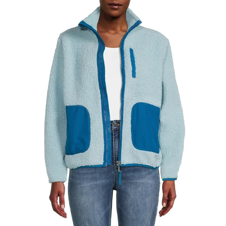 Time and Tru Women’s and Plus Full Zip Faux Sherpa Jacket - Walmart.com | Walmart (US)