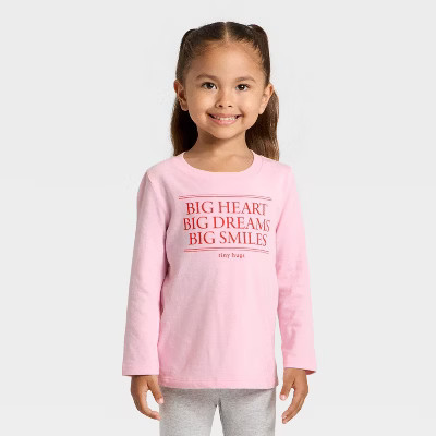 Toddler Girls' Long Sleeve Graphic T-Shirt - Cat & Jack™ Light Pink 4T | Target