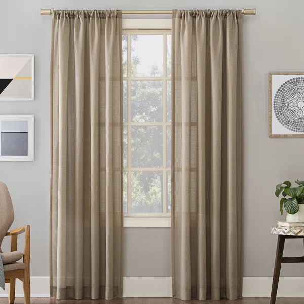 Berwick Linen Blend Textured Semi-Sheer Rod Pocket Curtain Panel | Wayfair North America