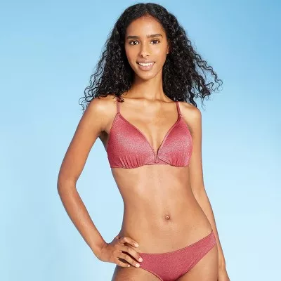 Women's Lightly Lined V-Wire Ribbed Bikini Top - Shade & Shore