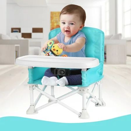 IMAGE Baby Booster Seat with Tray,Folding Portable High Chair Tip-Free Design Straps to Kitchen Chai | Walmart (US)