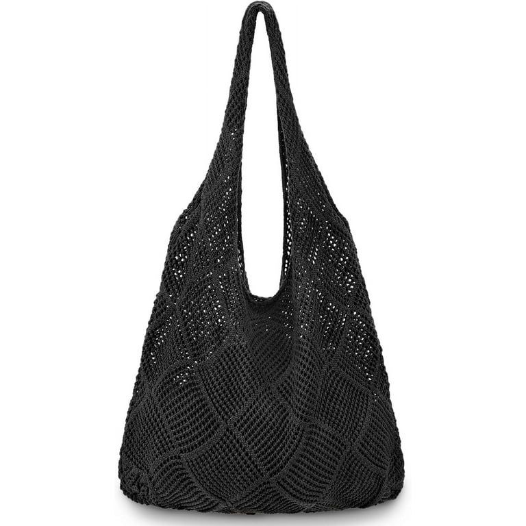 Gocvo Crochet Bag for Women, Crochet Tote Summer Bag Mesh Large Shoulder Bag (Black 14 x 10 x 26.... | Walmart (US)