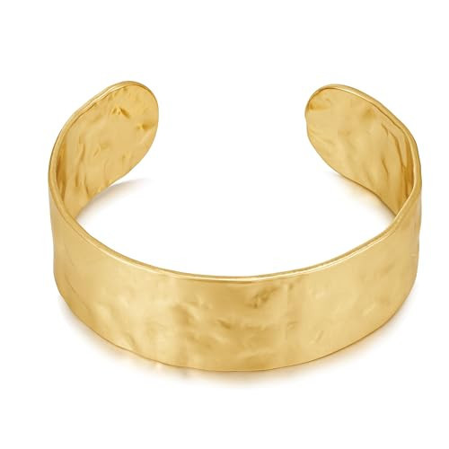 LILIE&WHITE Gold Bracelets For Women Hammered Cuff Bracelet Gold Arm Cuff Gold Bangle Bracelet Open Adjustable Bracelet Wide Wrist Cuff Bracelets | Amazon (US)