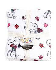 Snoopy Love Blooms Blanket | TJ Maxx