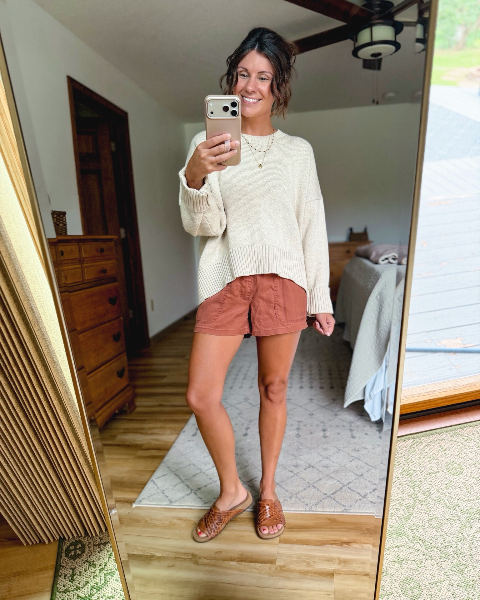 Small in my sweater (100% cotton!), xs in my shorts and 6 in my sandals.

#LTKPetite #LTKSeasonal #LTKootd