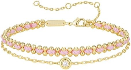 KissYan Valentine Gold Bracelet for Women, Layered Sports Stack Bracelet, 14K Gold Plated Link Br... | Amazon (US)