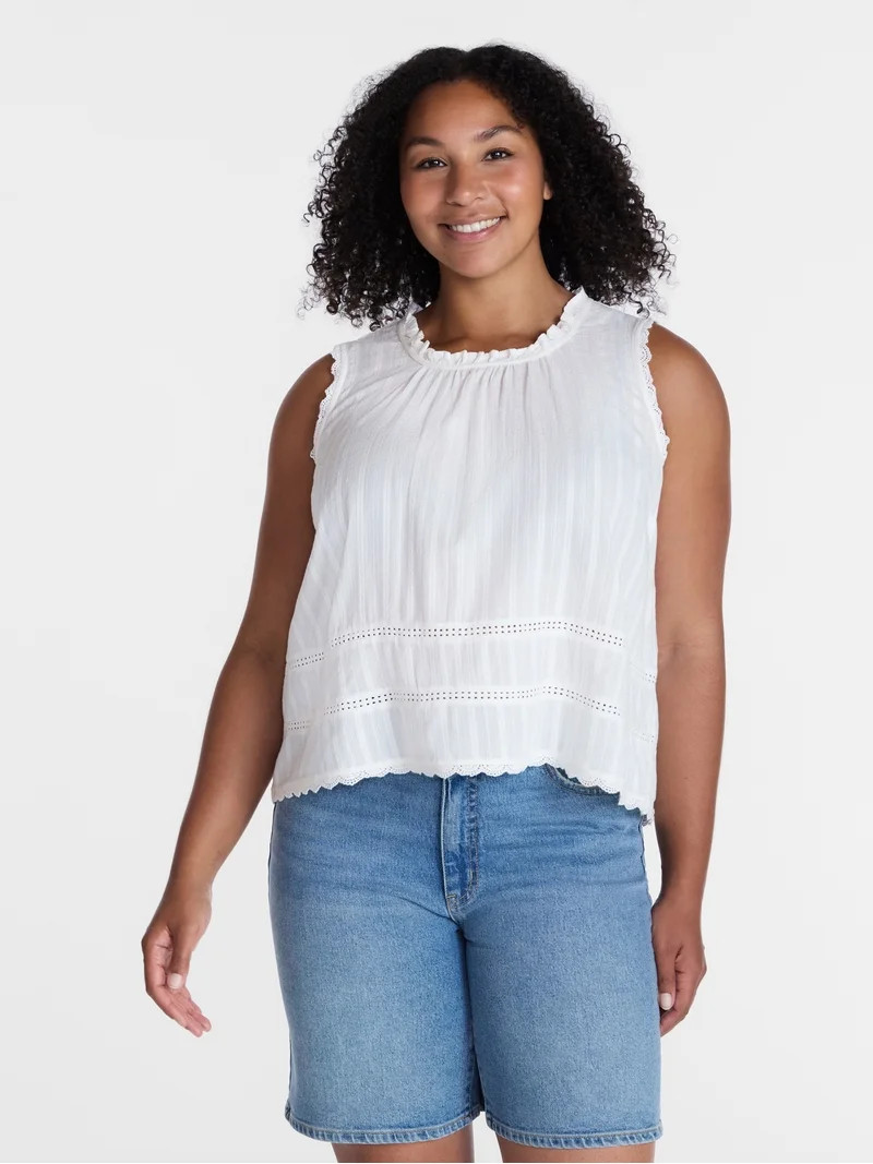 Time and Tru Women's Flowy Lace Inset Tank , Sizes XS-XXXL | Walmart (US)