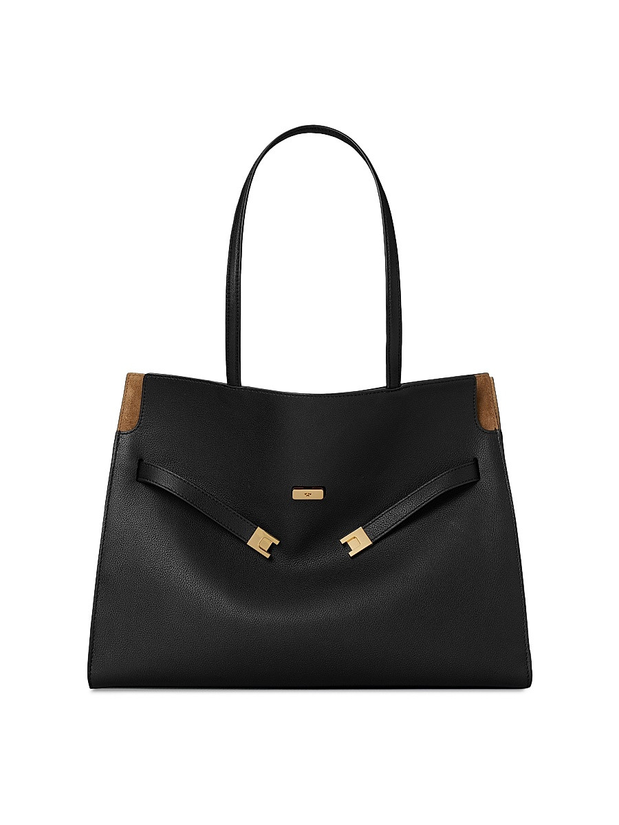 Women's Lee Radziwill Leather Tote Bag - Black | Saks Fifth Avenue