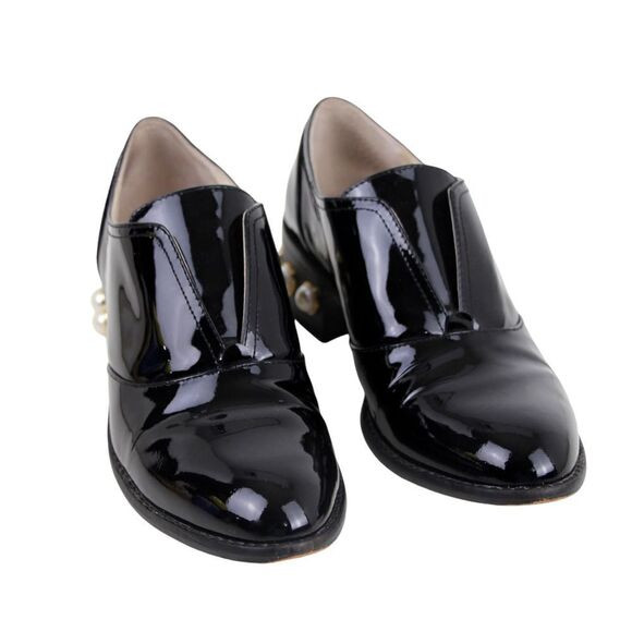 Louise et Cie PATENT BLACK GENUINE LEATHER LOW HEEL SLIP ON LOAFER SHOES Sz 7.5 | Poshmark