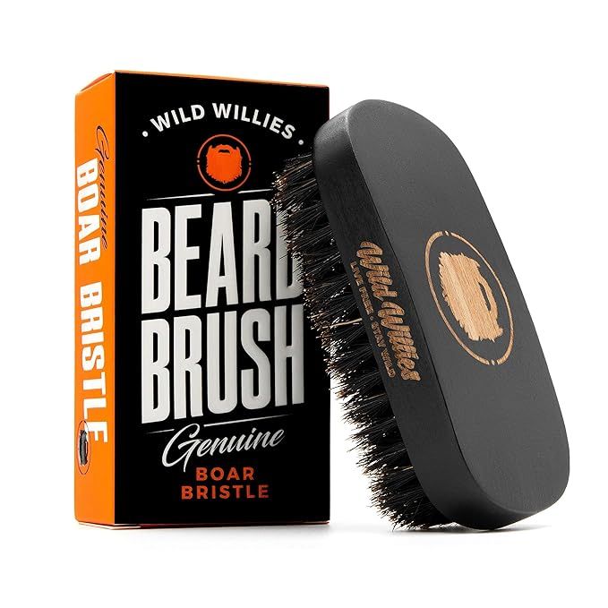 Natural Boar Bristles Beard Brush by Wild Willies - Small Travel Size with Ergonomically Designed... | Amazon (US)