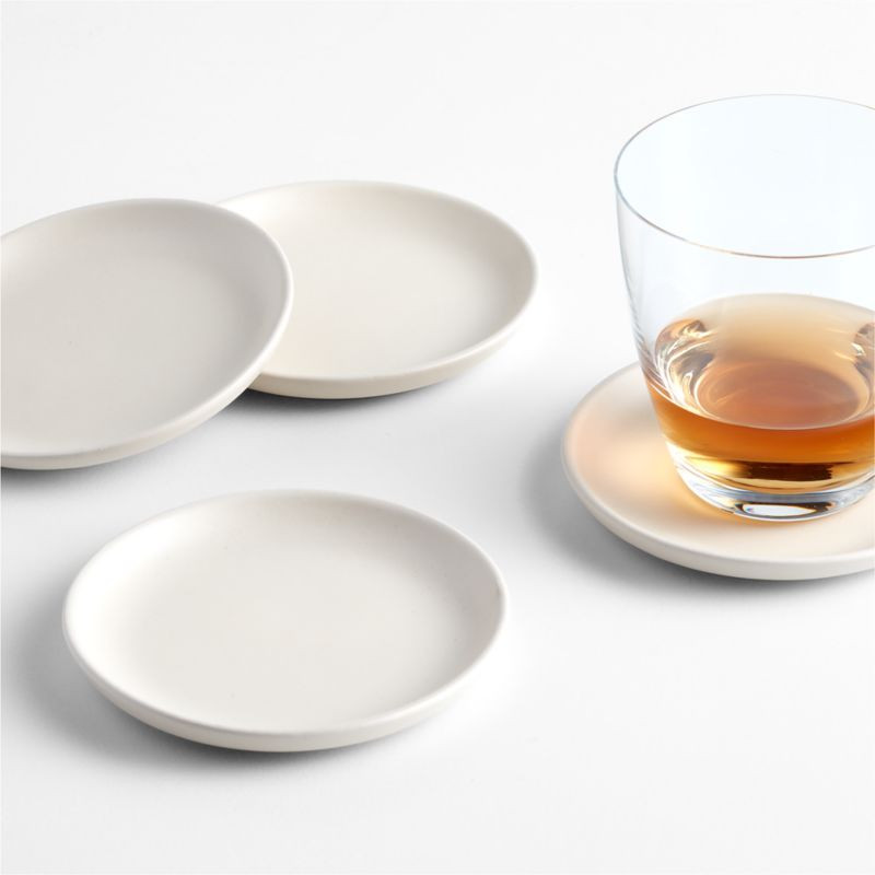 Off-White Ceramic Coasters, Set of 4 + Reviews | Crate & Barrel | Crate & Barrel