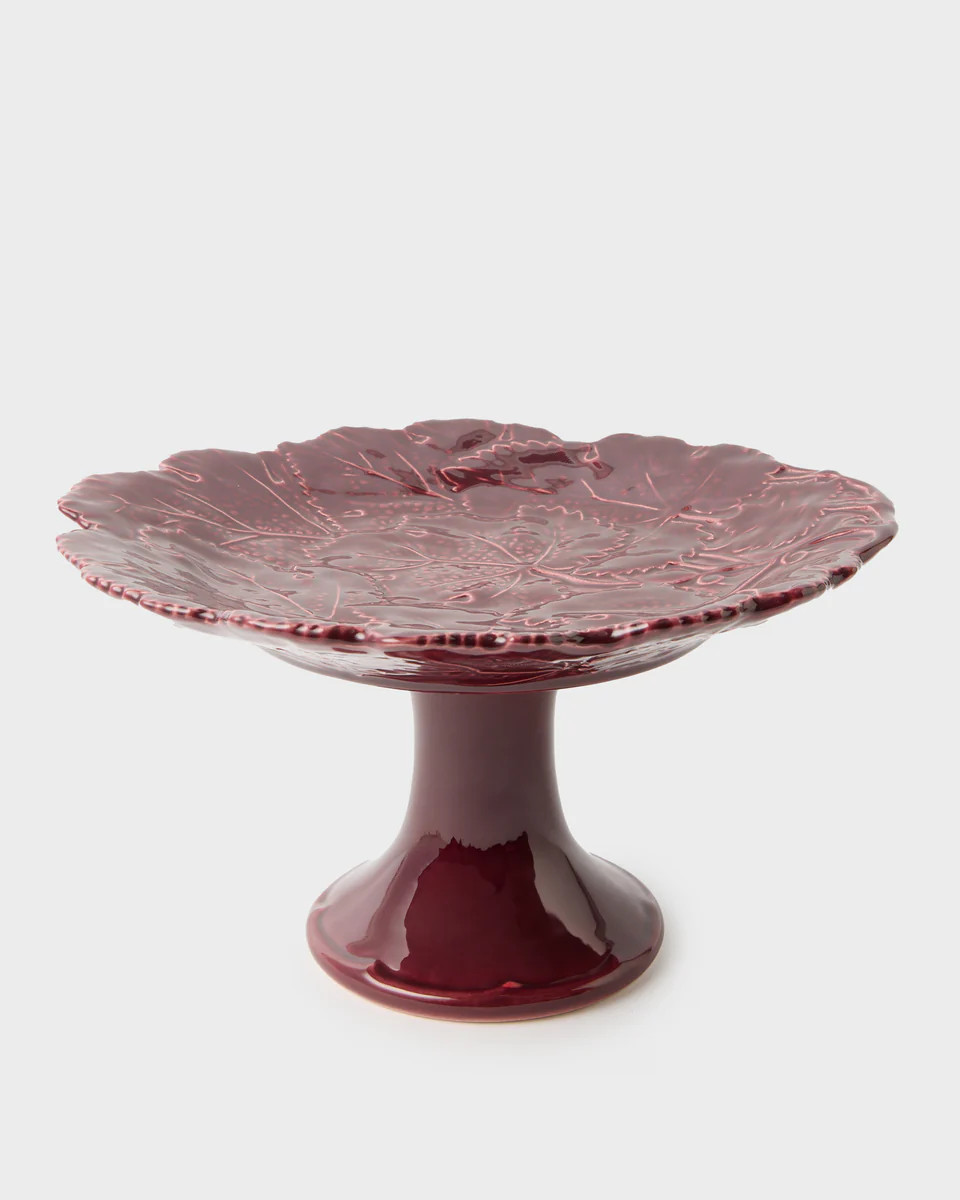 Vine Leaf Cake Stand, Burgundy | Cabana Magazine