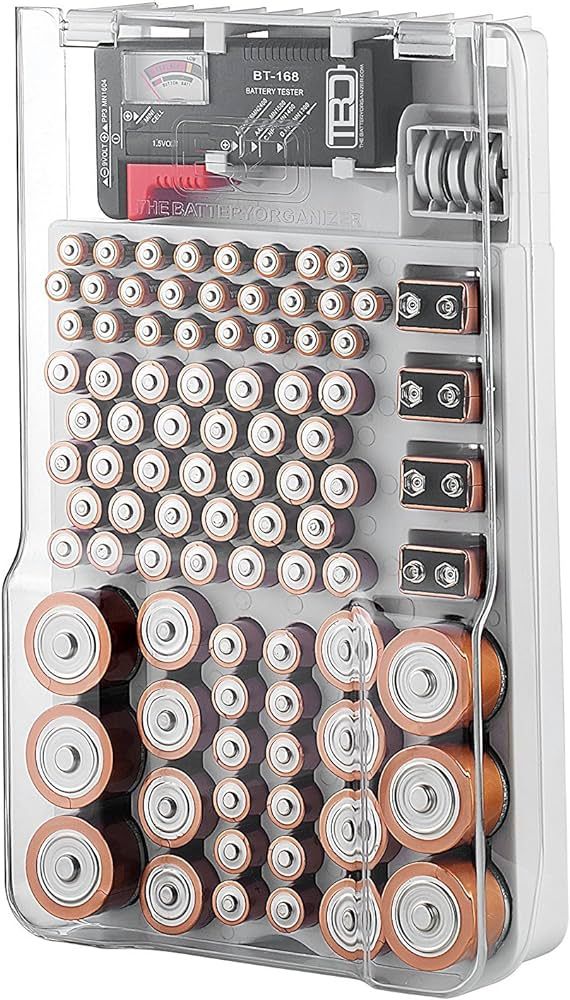 THE BATTERY ORGANISER and Tester with Cover, Battery Storage Organizer and Case, Holds 93 Batteri... | Amazon (US)