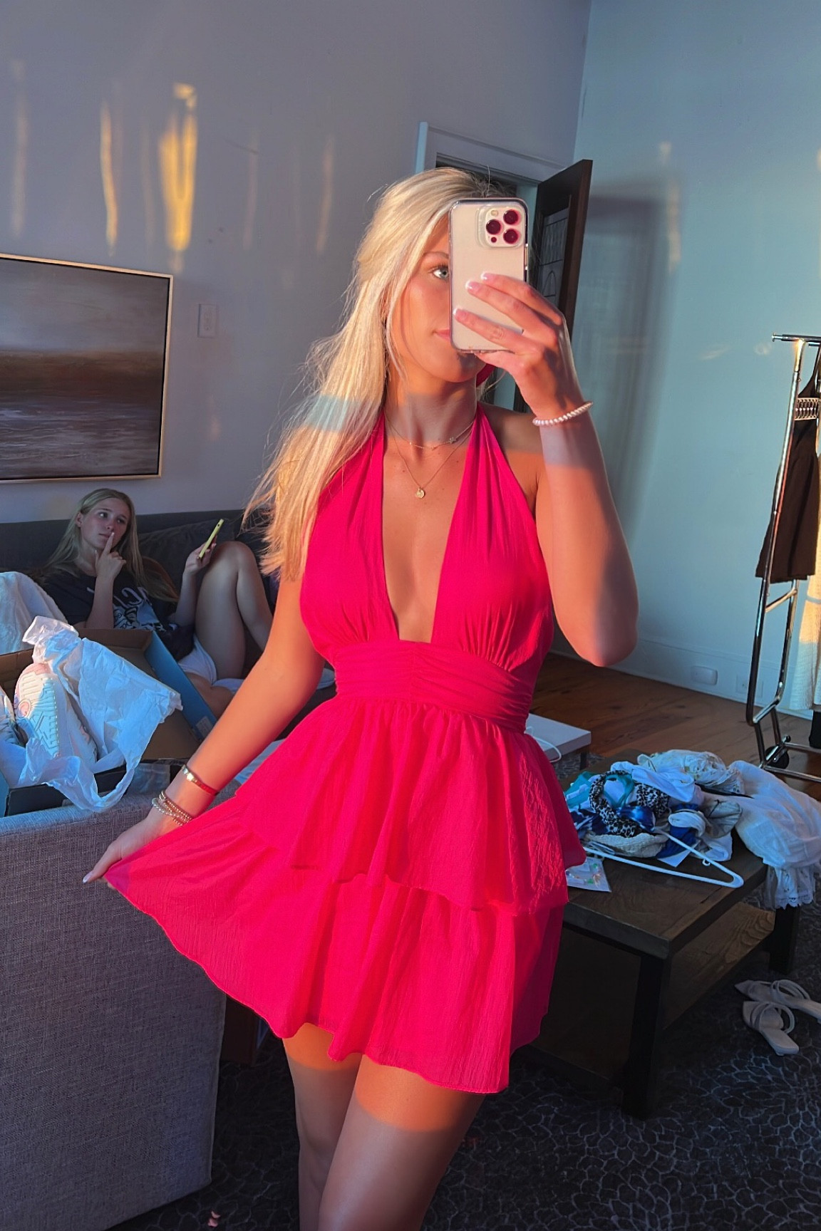 Obsessed with this cute pink mini dress by Amanda Uprichard 💕