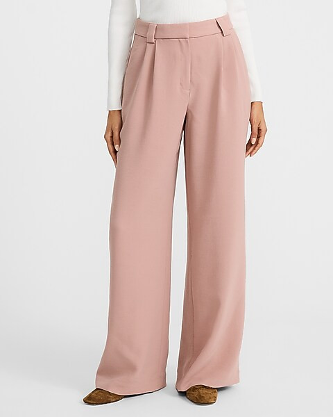 Signature Crepe High Waisted Relaxed Trouser | Express