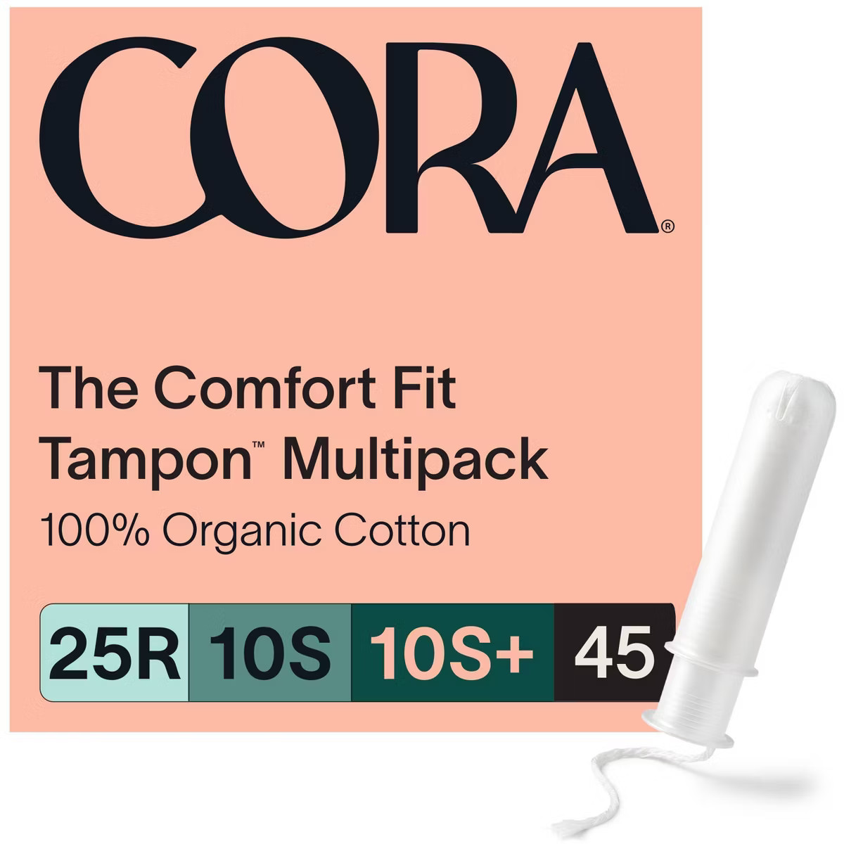 Cora Organic Cotton Tampons Mix Pack Regular/Super/Super+ Absorbency - 45ct | Target