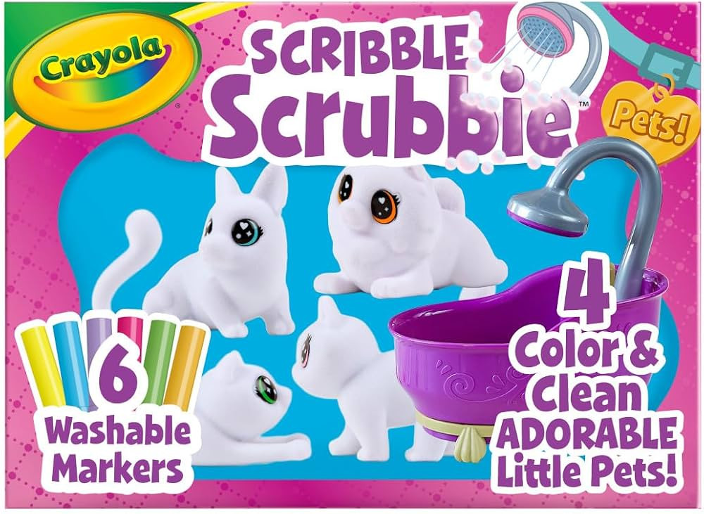Crayola Scribble Scrubbies Tub Set (4 Pets), Washable Pet Care Toy, Coloring Animal Craft, Toys f... | Amazon (US)