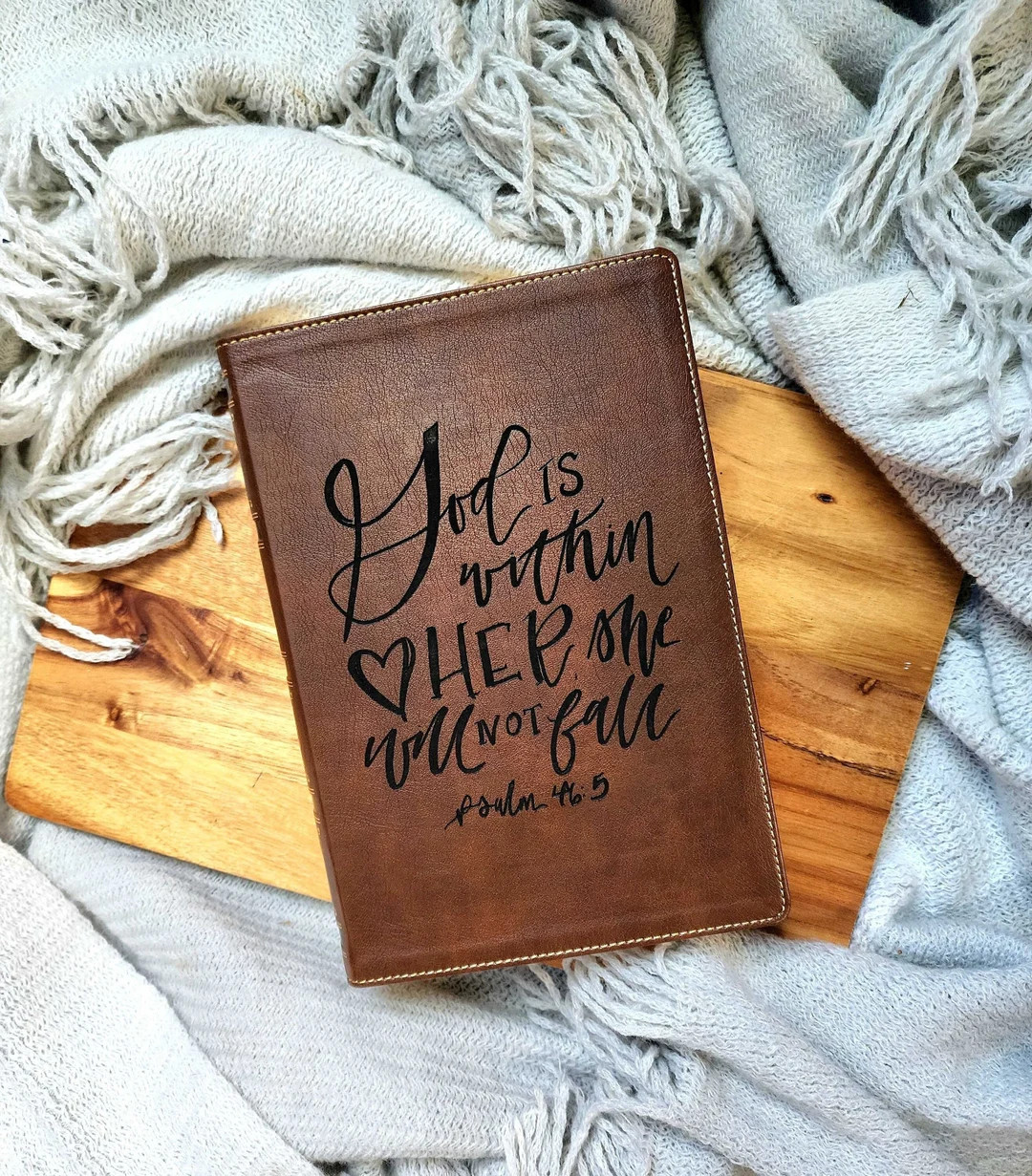God is Within Her Personalized Leather Bible Psalm 46:5 Leather Bible Personalized Bible for Girl... | Etsy (US)