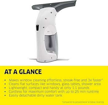Kärcher WV 1 Electric Window Vacuum Squeegee 10" - Perfect for Showers, Mirrors, Glass, and Coun... | Amazon (US)