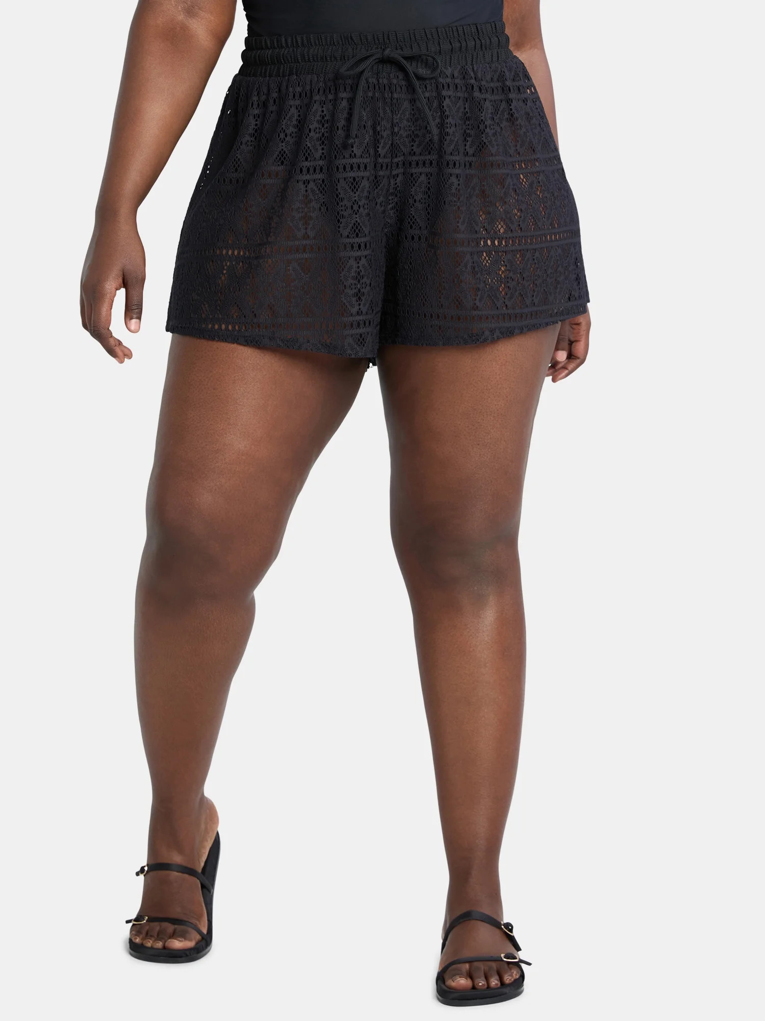 Time and Tru Women's and Women's Plus Crochet Coverup Shorts, Sizes XS-2X - Walmart.com | Walmart (US)