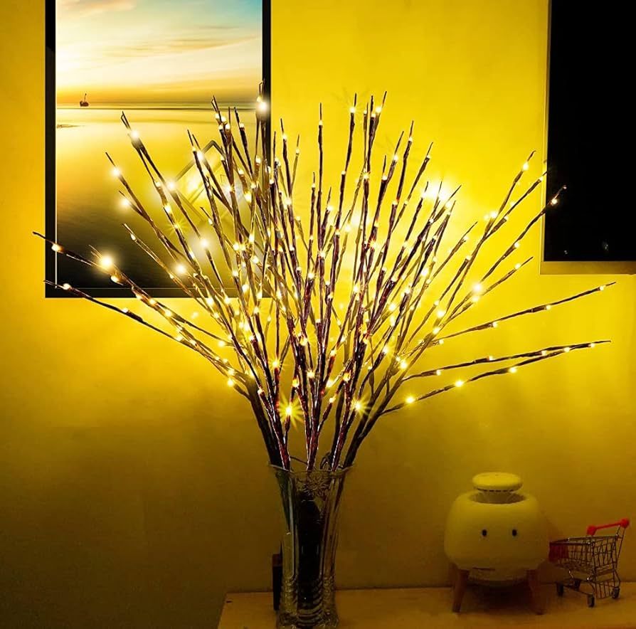 DK177 4 Pack Led Branch Light Battery Operated Lighted Branch Vase Filler Willow Tree Artificial ... | Amazon (US)