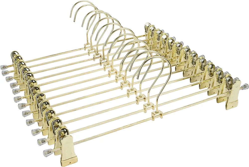 30Pack KOOBAY 13.7" Gold Metal Heavy Duty Clips Pants Hangers Trousers with Swivel Hook | Amazon (US)