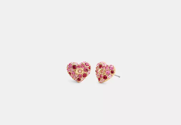 Pavé Heart Stud Earrings | Coach Outlet CA