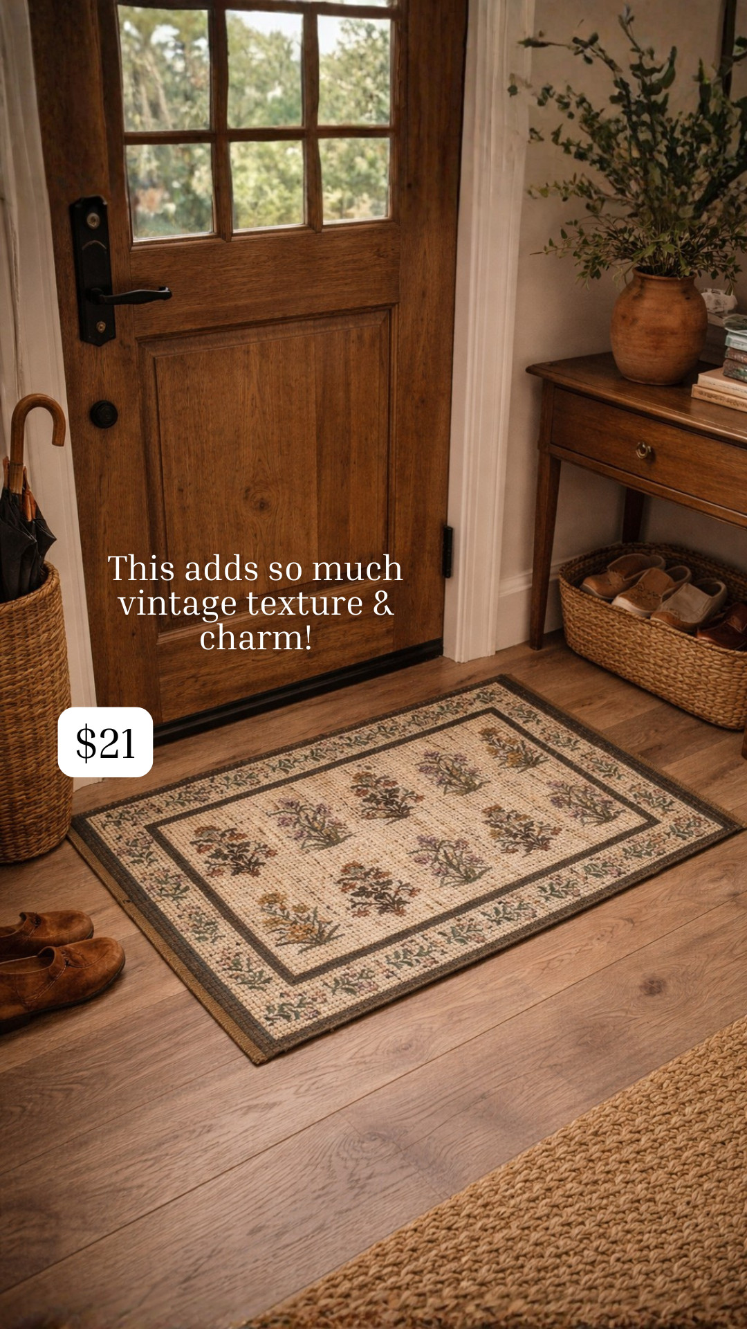 This little Faded Floral Print Scatter Rug from Kirkland’s adds so much vintage texture and charm to an entryway. I love the muted floral pattern and soft, worn-in look — it feels like something you’d find at a market but for such a good price (hello $21 🙌). It’s the perfect accent rug for layering in an entryway, mudroom, or kitchen and instantly makes the space feel more collected and cozy. If you’re into subtle pattern and timeless details, this one is such an easy win. 

 #LTKHome #LTKSaleAlert