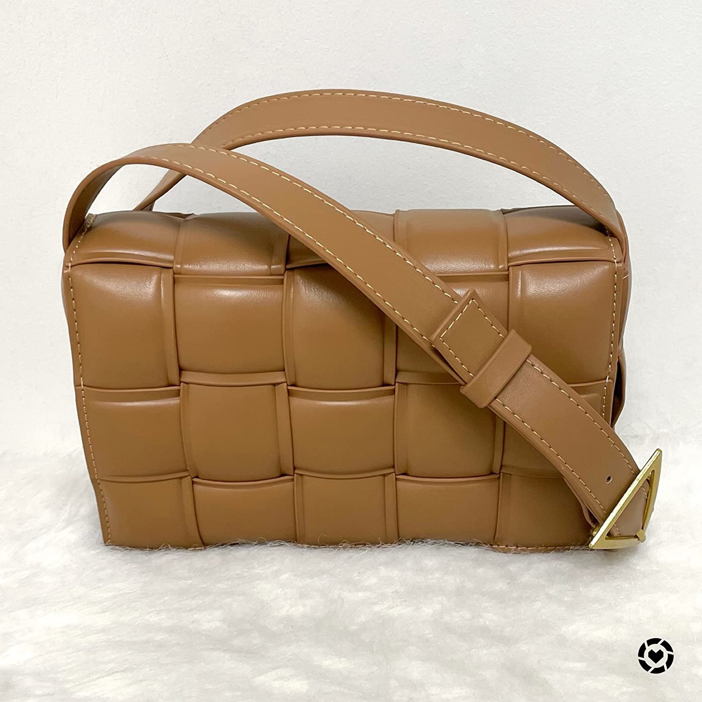 Bella Luna Woven Padded Cassette-Style Crossbody Handbag Purse for Women with Adjustable Strap or... | Amazon (US)