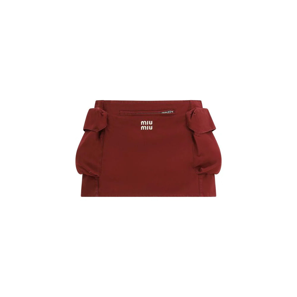 Miu Miu Bordeaux Cotton Mini Skirt | VAZLUXE