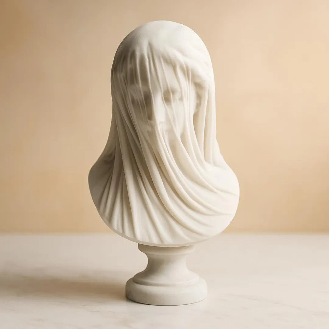 Veiled Lady Bust Statue — White Resin Greek/roman Decor, 15 Cm, Draped-face Sculpture for Shelf... | Etsy (US)