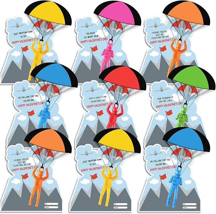 JOICEE 24 Pack Valentines Day Gift Cards with Parachute Toys, Hand Throw Flying Toys Army Soldier... | Amazon (US)