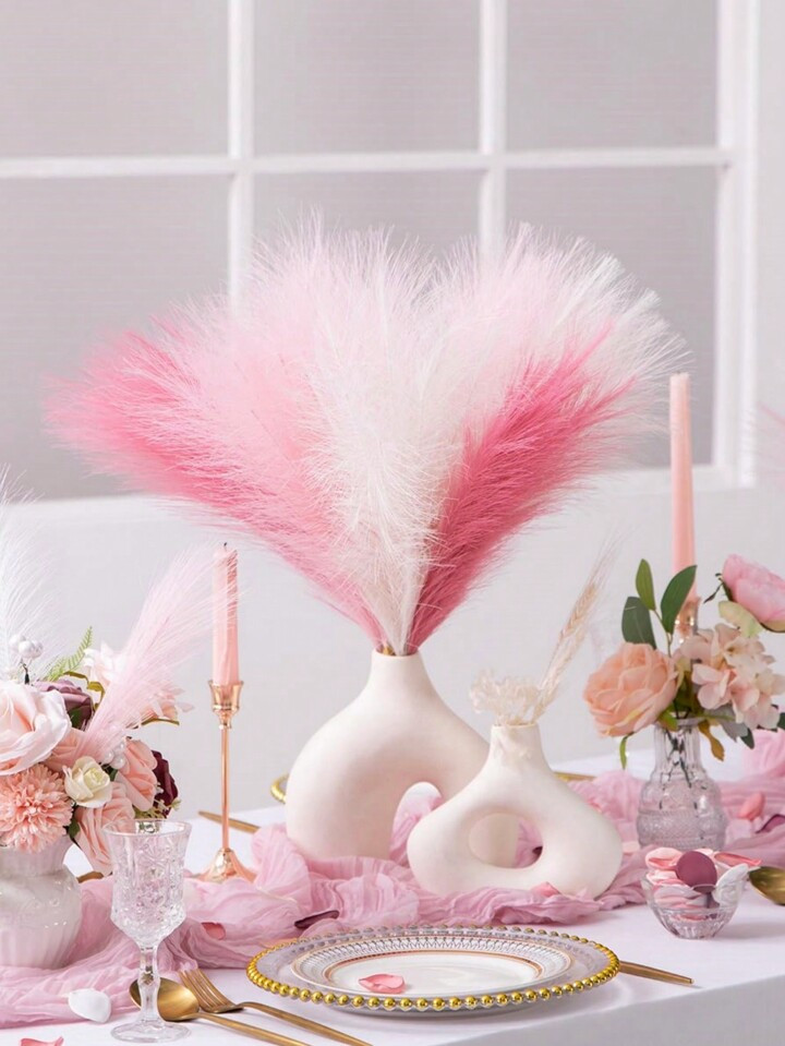 33Pcs/15Pcs/6Pcs Artificial Pampas Grass 55cm/21.65in Fluffy Faux Flower Pink, White, Deep Pink C... | SHEIN