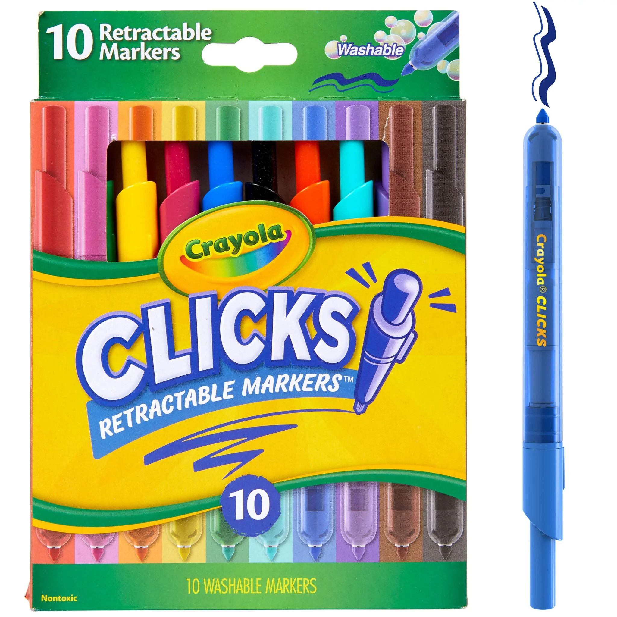 Crayola 10 Count Clickable Art Markers, Assorted Colors, New Back to School, Beginner Child | Walmart (US)