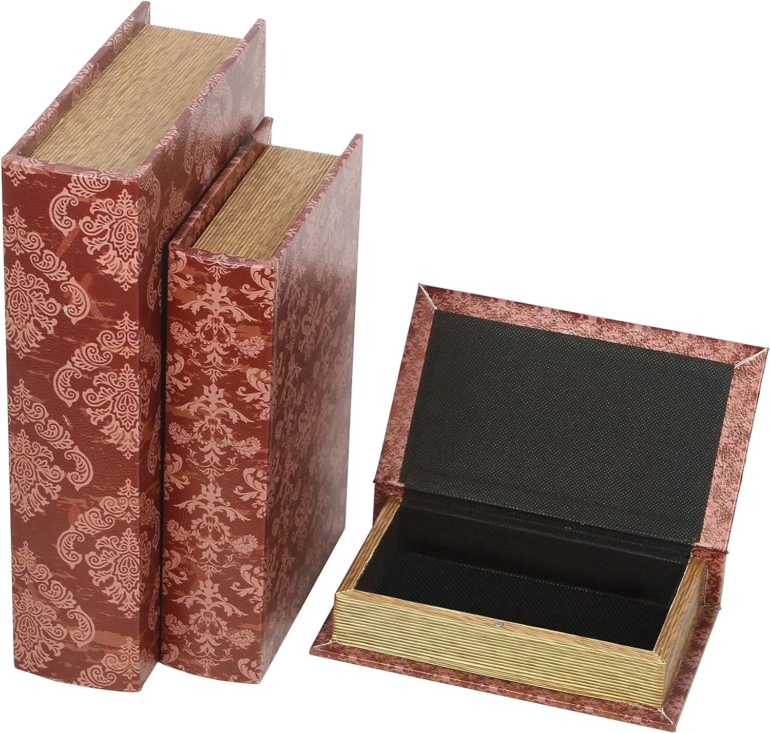 Hosley Storage Farmhouse Memory Book Boxes Set of 3, Red Brown & Gold,12", 10", 8" H. Ideal Gift ... | Amazon (US)