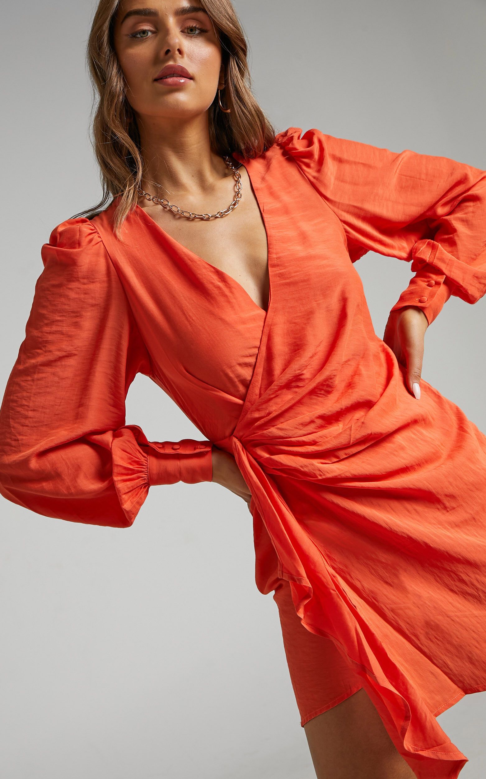 Bellefleur wrap dress in Orange | Showpo | Showpo - deactived