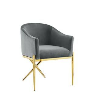 Best Master Furniture Dalton Gray Gold Velvet Side Chair YF20VGC - The Home Depot | The Home Depot